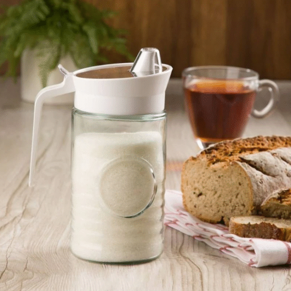 Limon 400ml Oil Dispenser Jar | Premium Glass Container for Sugar, Salt, Oil and Spices | Airtight Multipurpose Spice Jar